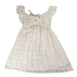 Like Love Boutique Boho Chic Cream Textured Fit & Flare Dress Size L